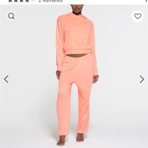 NWT SKIMS MODAL FRENCH TERRY CLASSIC HOODIE + CLASSIC JOGGER BUNDLE NEON ORANGE